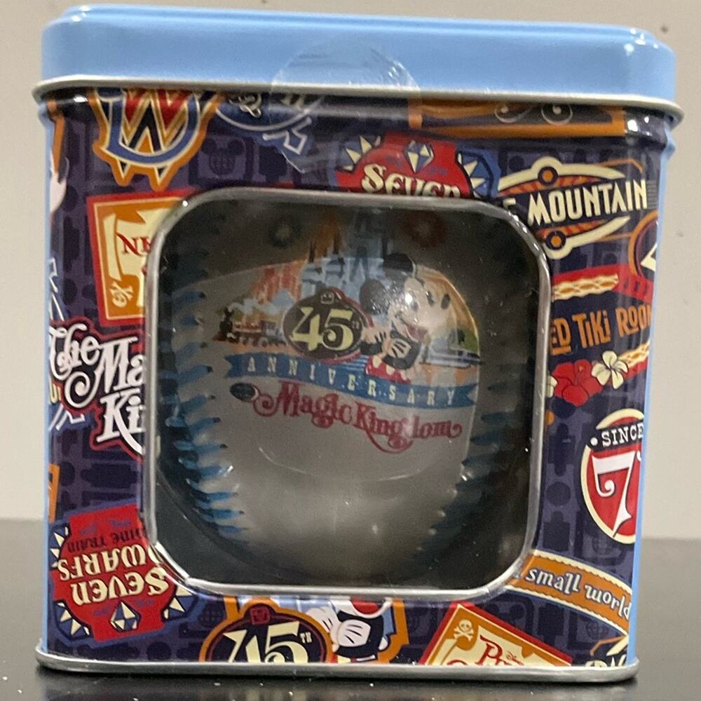 Disney Parks Magic Kingdom 45th Anniversary Collectable Baseball Metal Tin NEW